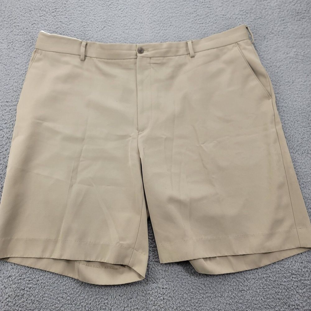 Alan Flusser Golf Shorts Mens 44 Tan Khaki Chino‎ flat front Casual 9" inseam